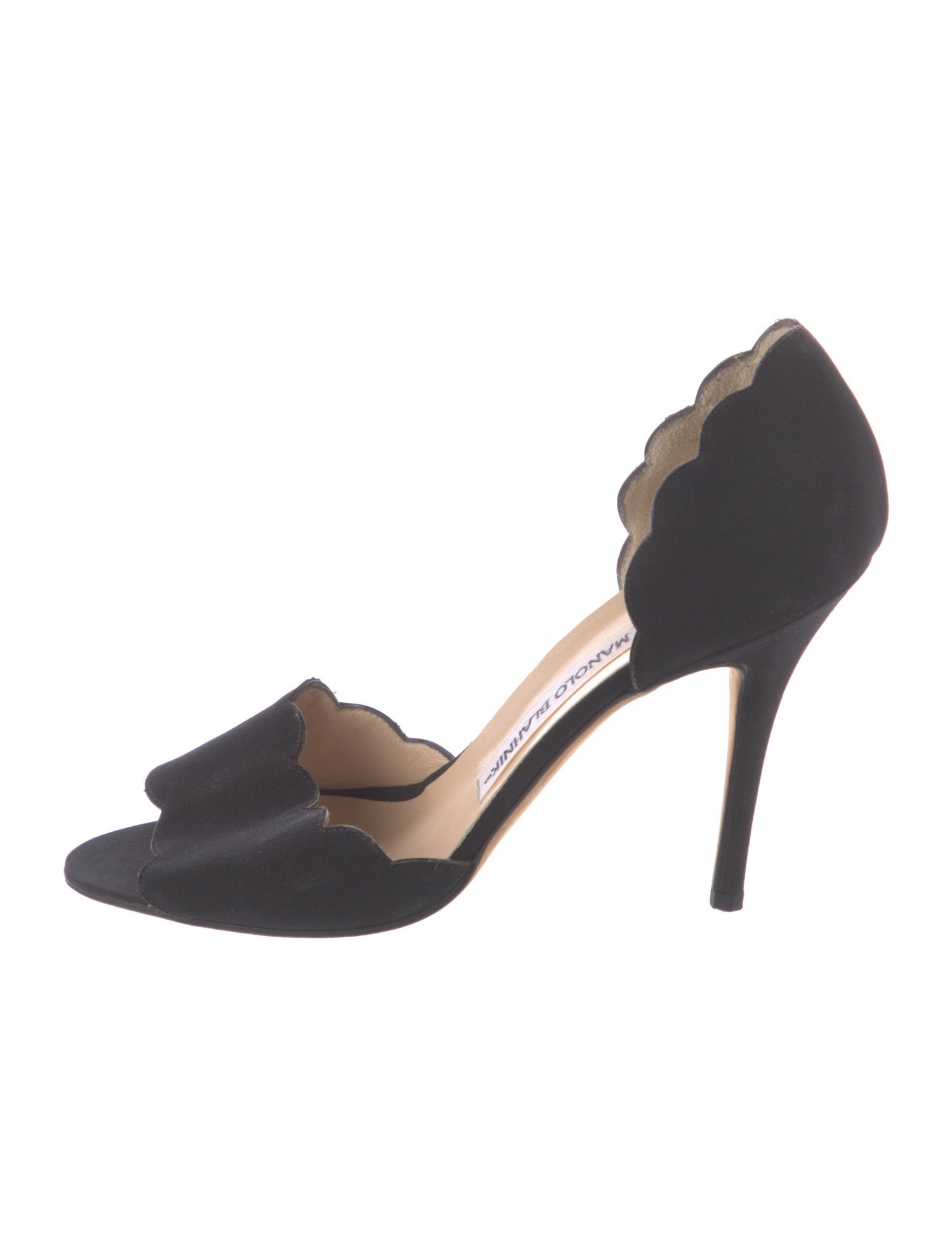Manolo Blahnik Suede Scalloped Accent D'Orsay Pumps