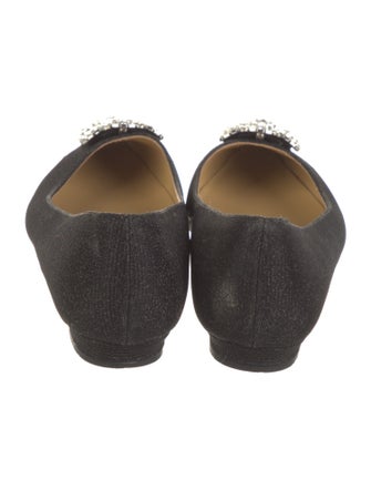 Manolo Blahnik Denim Crystal Embellishments Flats