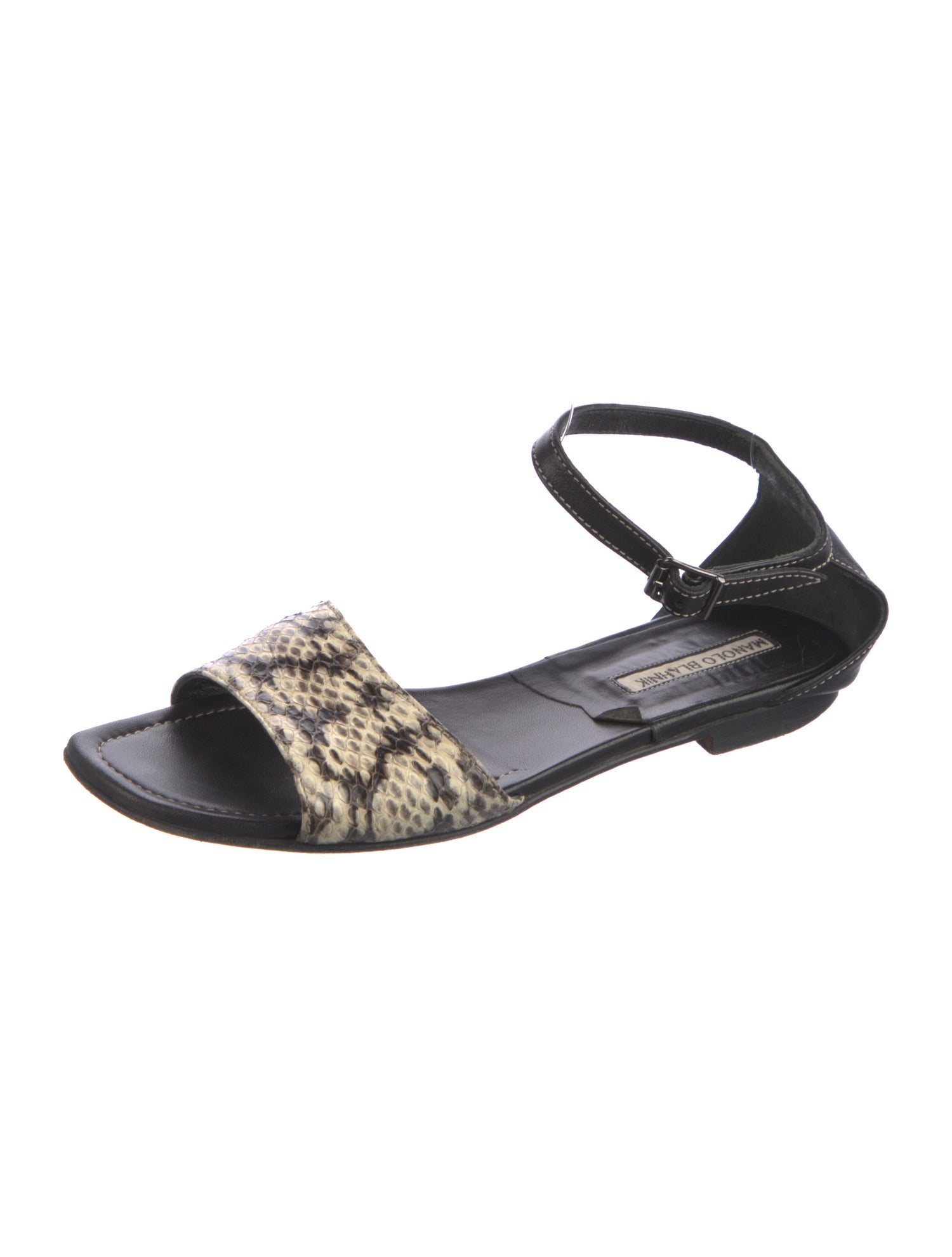 Manolo Blahnik Leather Animal Print Sandals