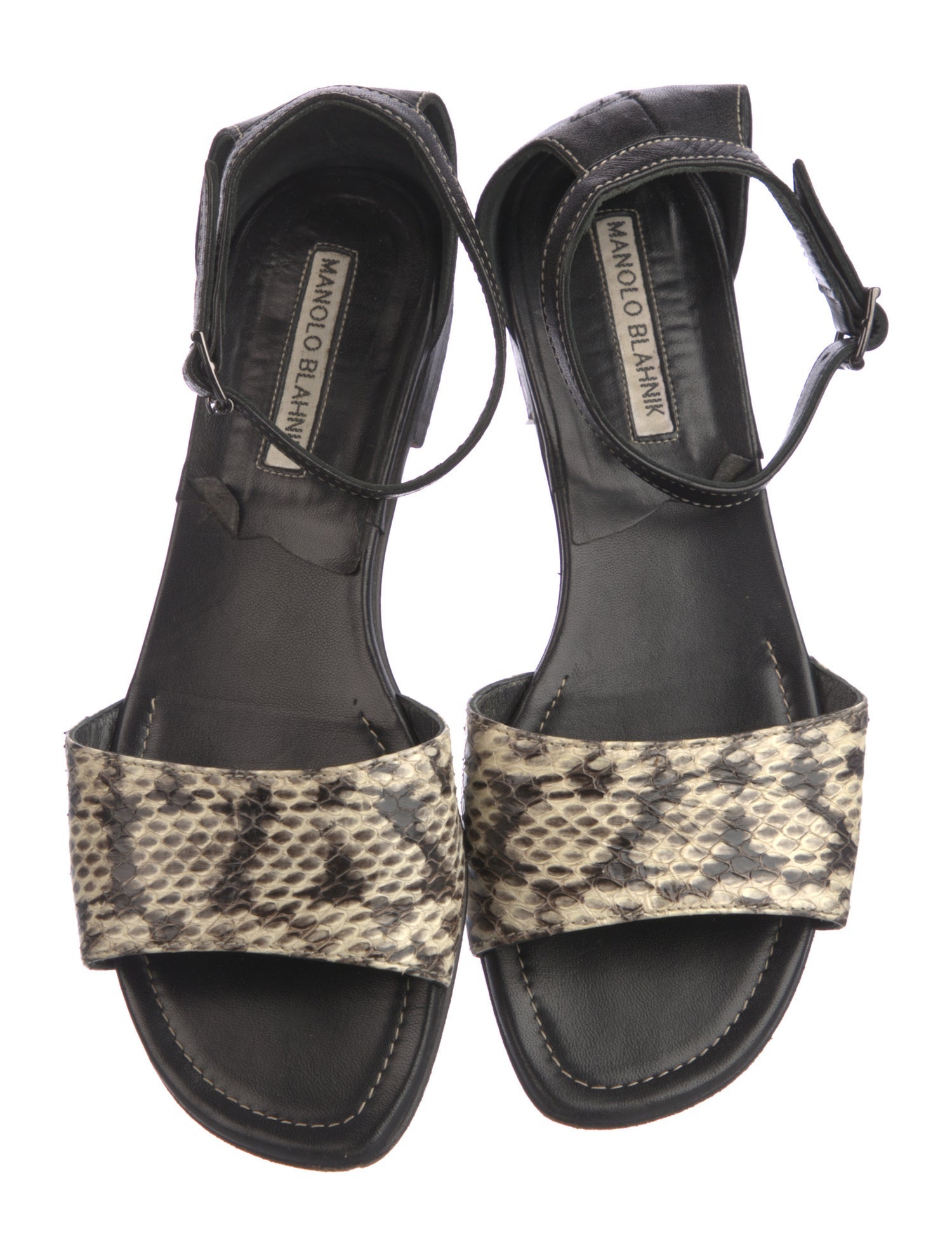 Manolo Blahnik Leather Animal Print Sandals