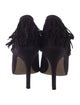 Manolo Blahnik Suede Fringe Trim Accent Mules