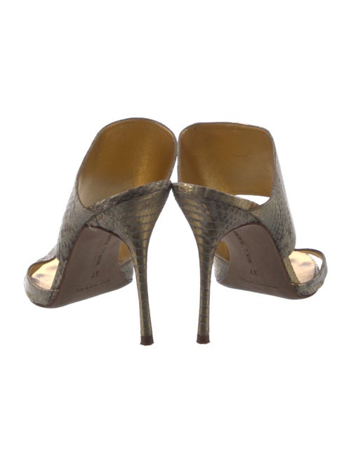 Manolo Blahnik Embossed Leather Animal Print Slides