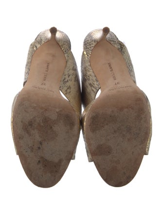 Manolo Blahnik Embossed Leather Animal Print Slides