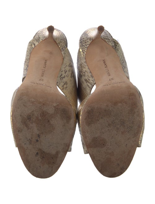 Manolo Blahnik Embossed Leather Animal Print Slides