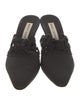 Manolo Blahnik Canvas Lace Trim Embellishment Mules