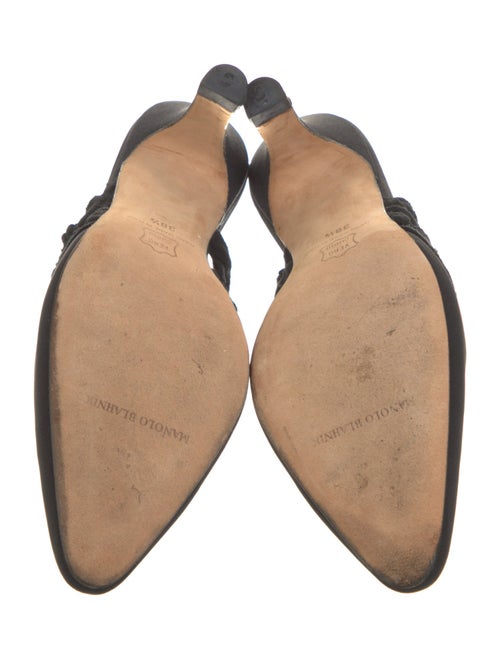 Manolo Blahnik Canvas Lace Trim Embellishment Mules