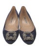Manolo Blahnik Satin Crystal Embellishments Flats