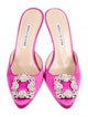 Manolo Blahnik Satin Crystal Embellishments Slides