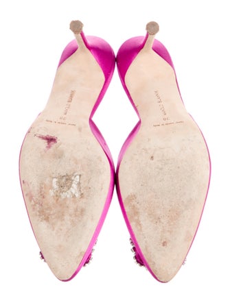 Manolo Blahnik Satin Crystal Embellishments Slides