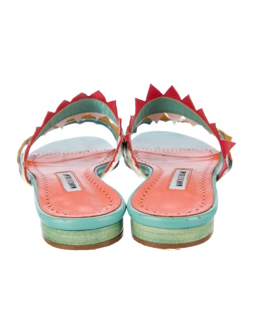 Manolo Blahnik Leather Printed Slides