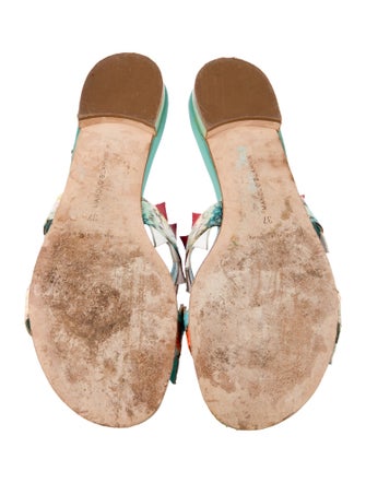 Manolo Blahnik Leather Printed Slides