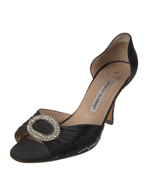 Manolo Blahnik Satin Crystal Embellishments Sandals
