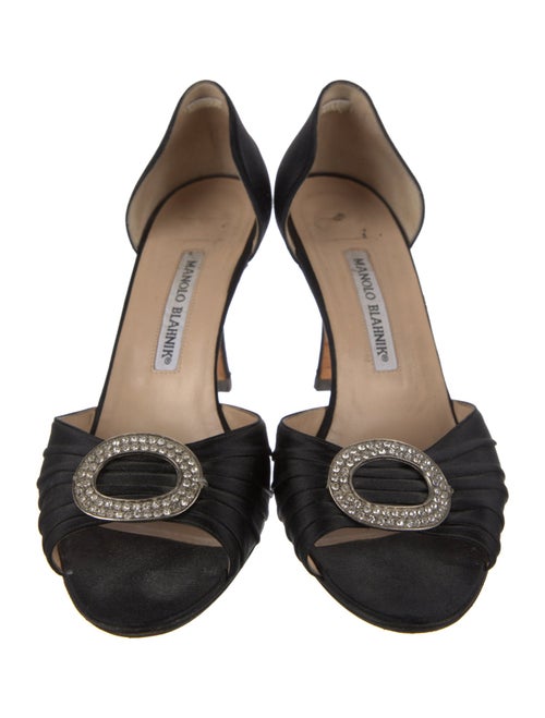 Manolo Blahnik Satin Crystal Embellishments Sandals