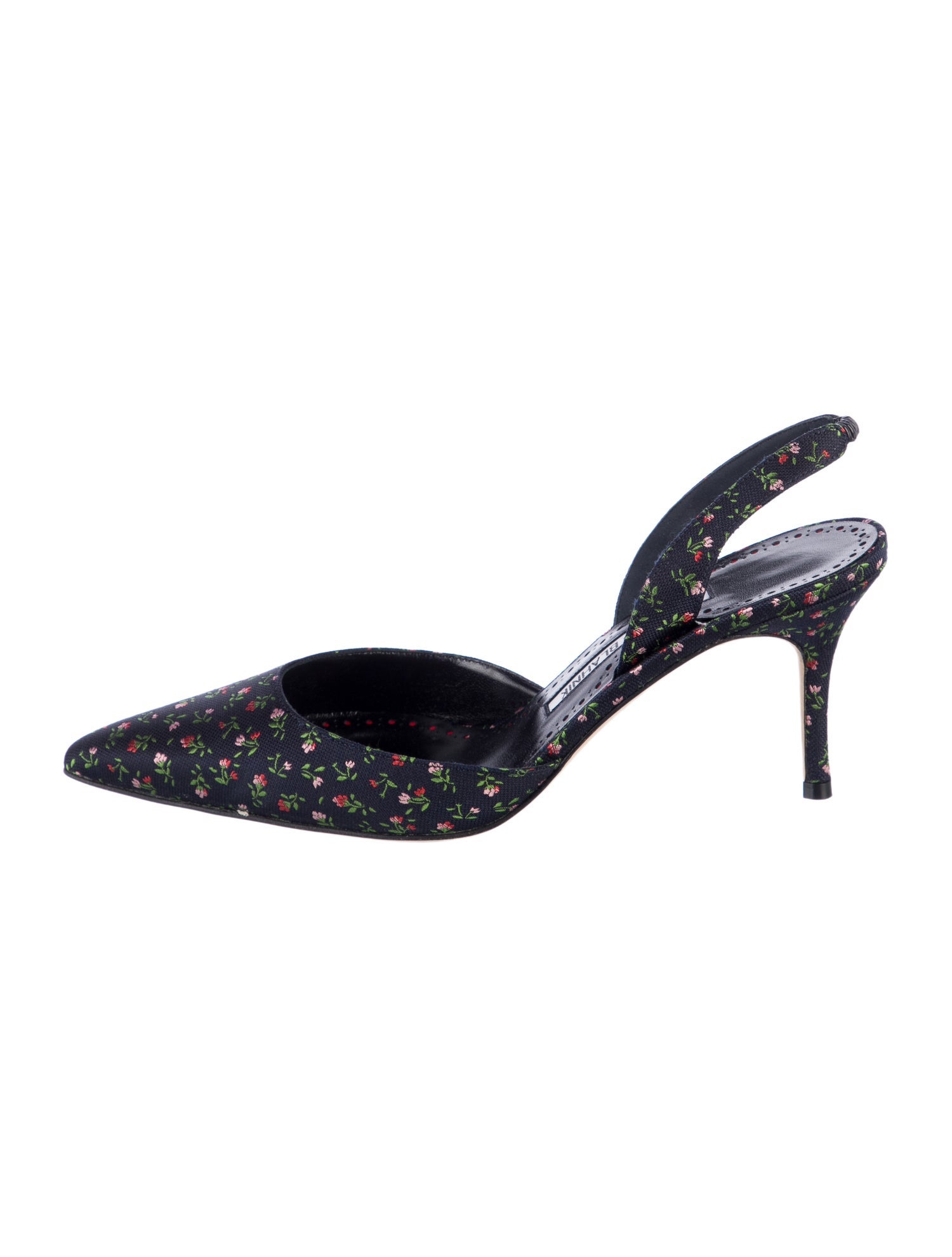 Manolo Blahnik Floral Print Slingback Pumps