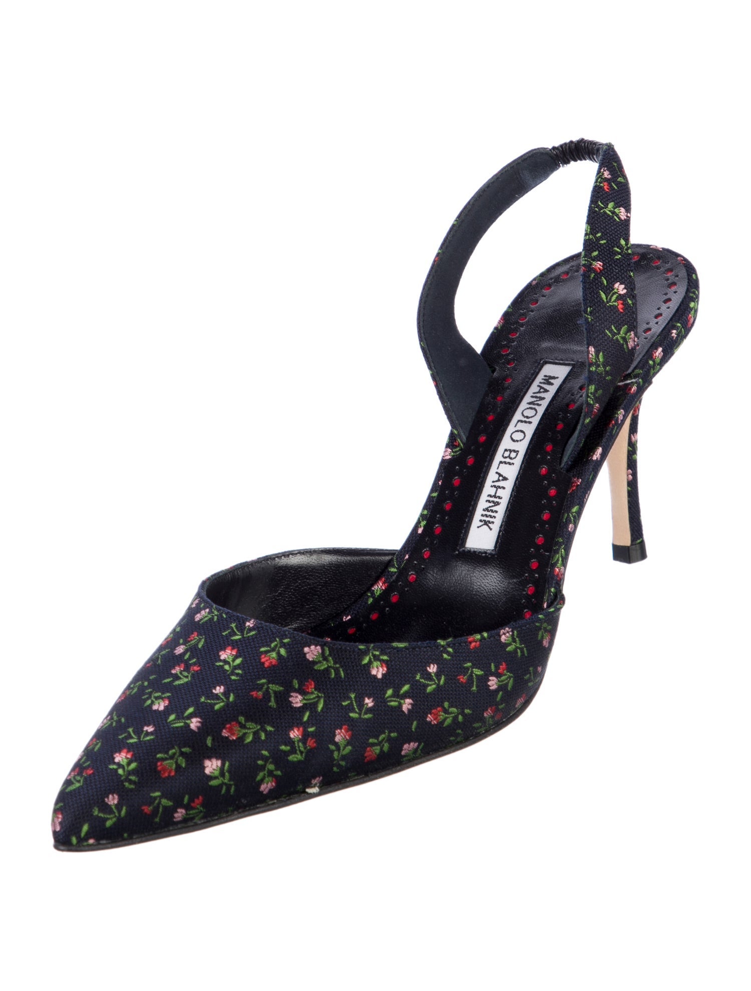 Manolo Blahnik Floral Print Slingback Pumps