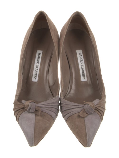 Manolo Blahnik Suede Colorblock Pattern Pumps