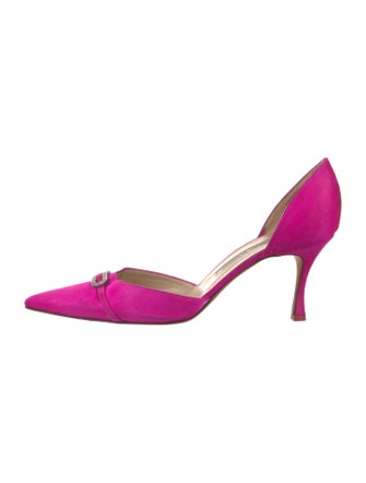 Manolo Blahnik Suede Crystal Embellishments D'Orsay Pumps