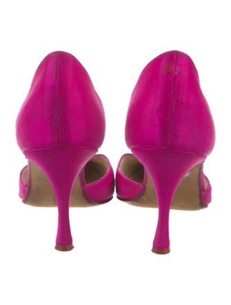 Manolo Blahnik Suede Crystal Embellishments D'Orsay Pumps