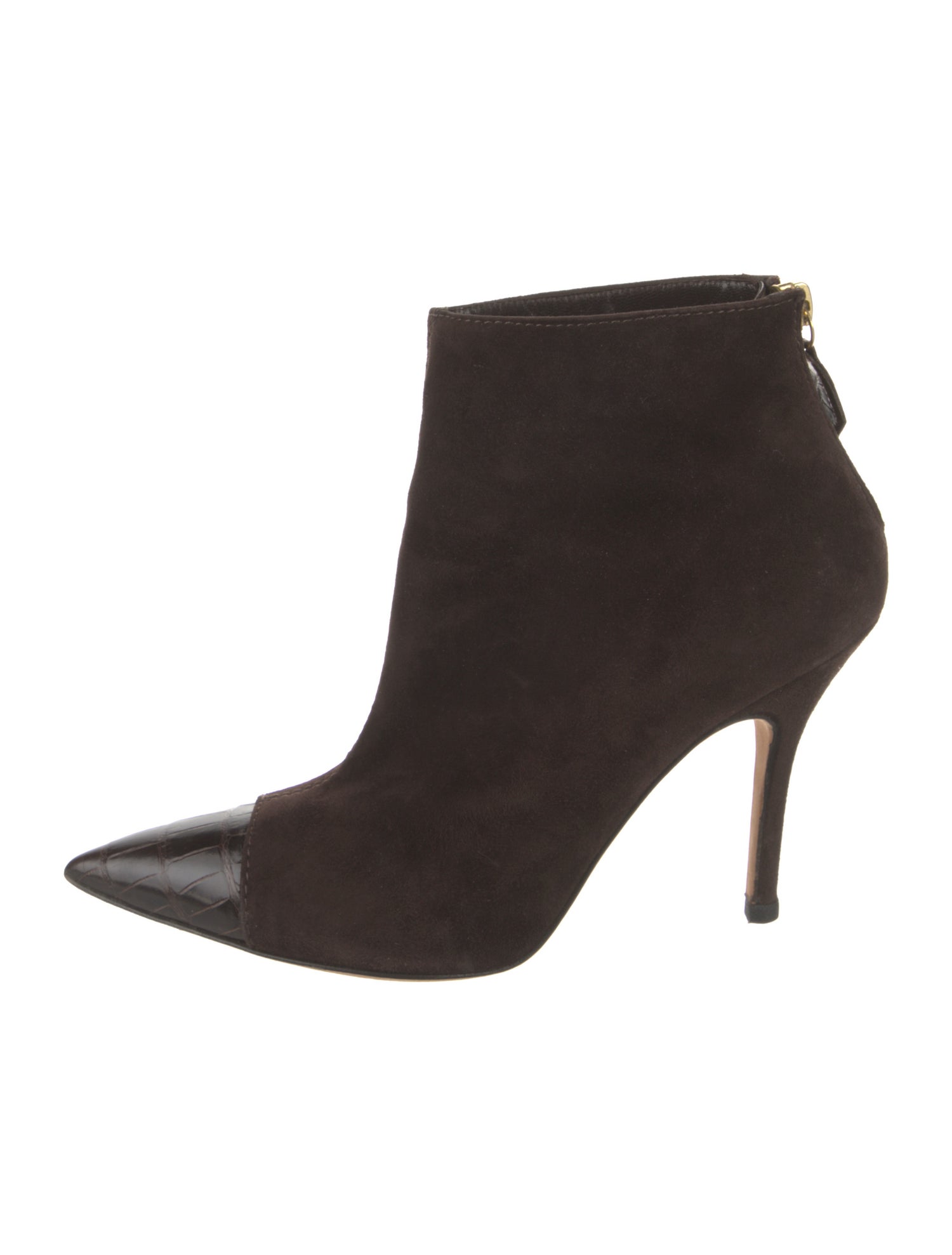 Manolo Blahnik Suede Leather Trim Embellishment Boots