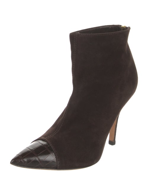 Manolo Blahnik Suede Leather Trim Embellishment Boots