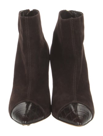 Manolo Blahnik Suede Leather Trim Embellishment Boots