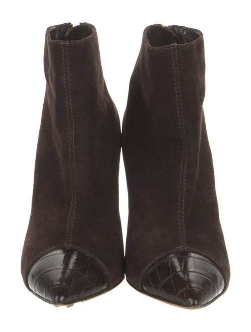 Manolo Blahnik Suede Leather Trim Embellishment Boots