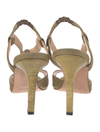 Manolo Blahnik Canvas T-Strap Sandals