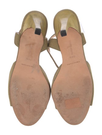 Manolo Blahnik Canvas T-Strap Sandals
