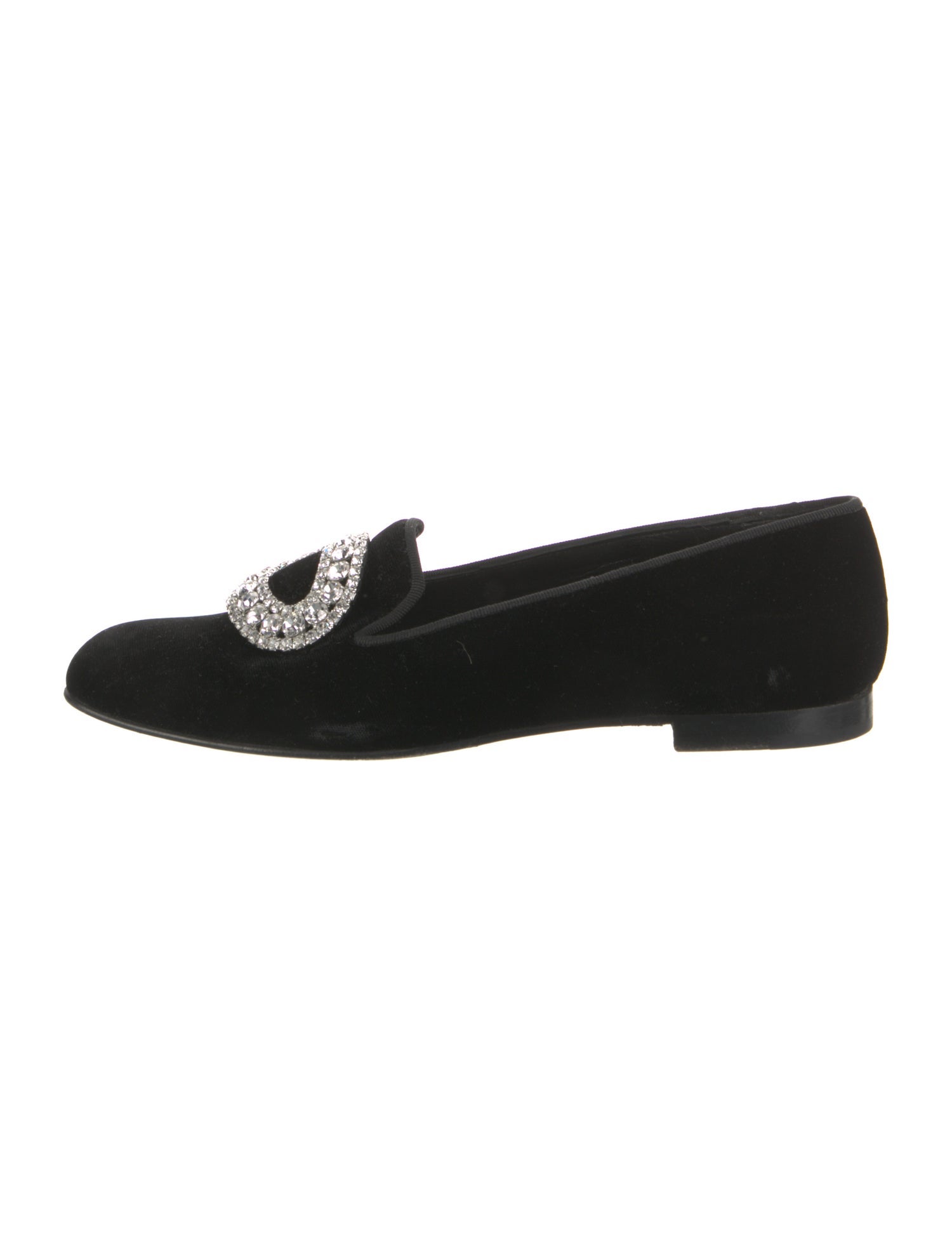 Manolo Blahnik Velvet Crystal Embellishments Loafers