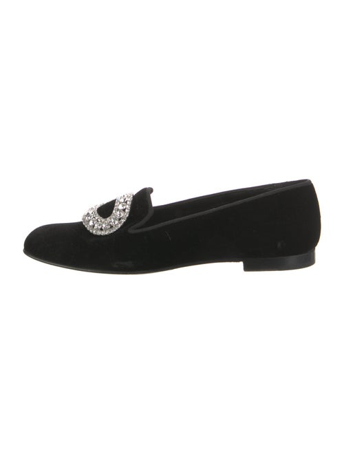 Manolo Blahnik Velvet Crystal Embellishments Loafers