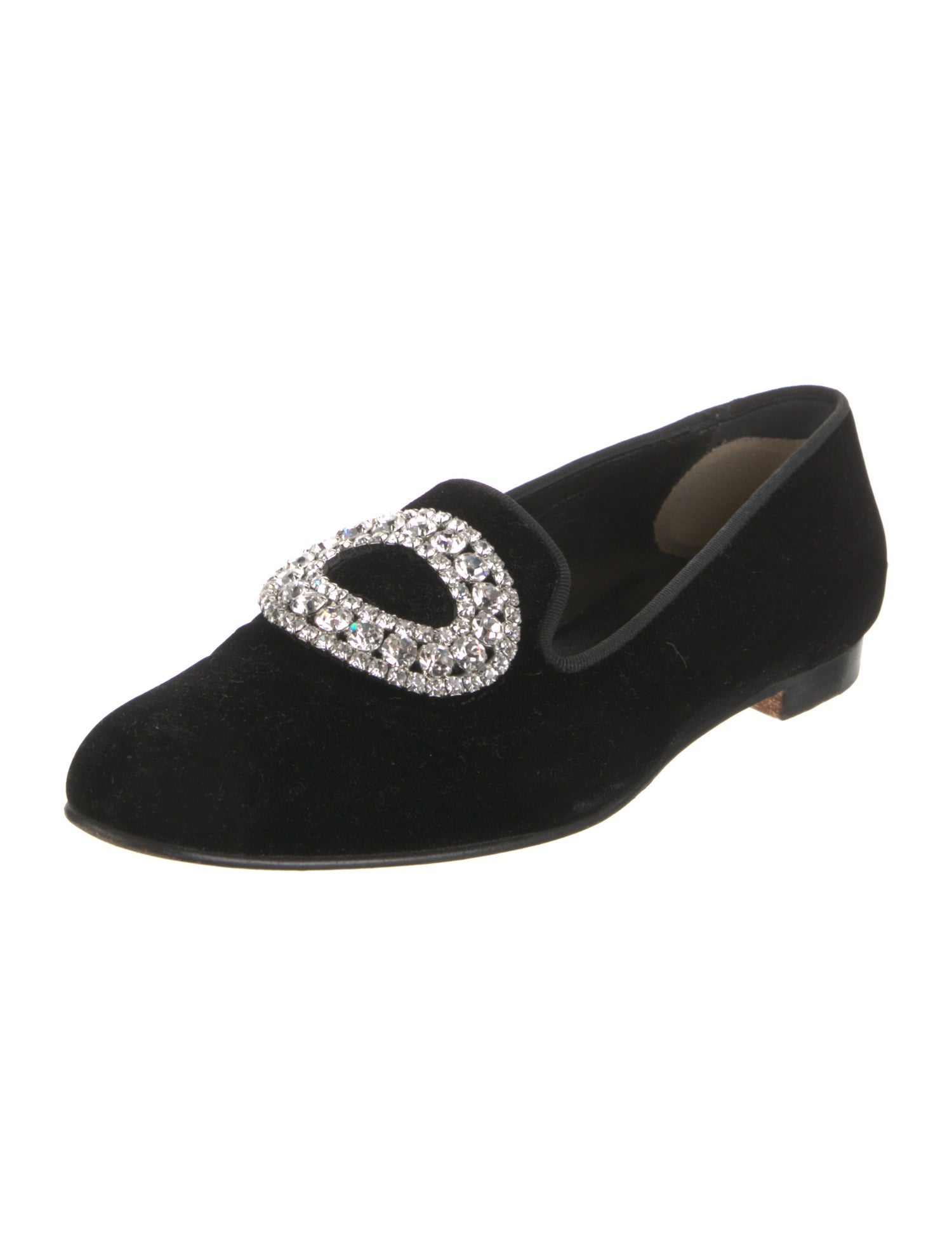 Manolo Blahnik Velvet Crystal Embellishments Loafers