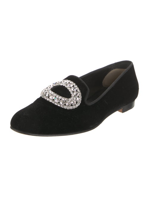 Manolo Blahnik Velvet Crystal Embellishments Loafers