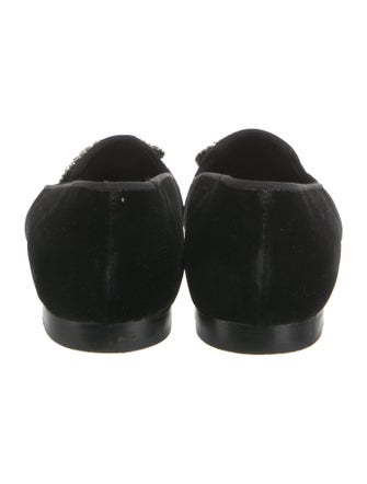 Manolo Blahnik Velvet Crystal Embellishments Loafers