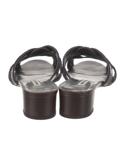 Manolo Blahnik Leather Scalloped Accent Slides