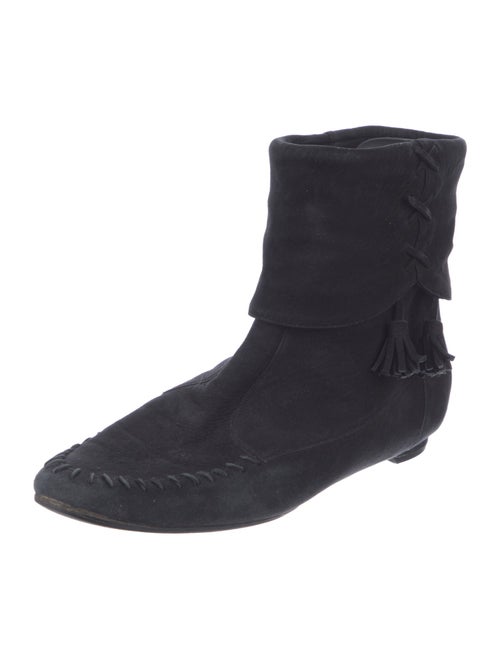 Manolo Blahnik Suede Tassel Accents Boots