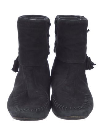 Manolo Blahnik Suede Tassel Accents Boots