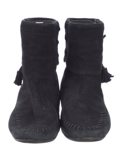 Manolo Blahnik Suede Tassel Accents Boots