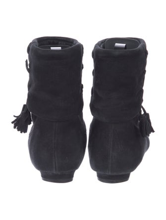 Manolo Blahnik Suede Tassel Accents Boots