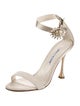 Manolo Blahnik Satin Crystal Embellishments Sandals
