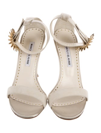 Manolo Blahnik Satin Crystal Embellishments Sandals