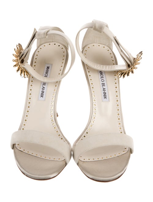 Manolo Blahnik Satin Crystal Embellishments Sandals