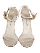 Manolo Blahnik Satin Crystal Embellishments Sandals
