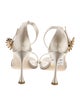Manolo Blahnik Satin Crystal Embellishments Sandals