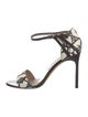 Manolo Blahnik Leather Animal Print T-Strap Sandals