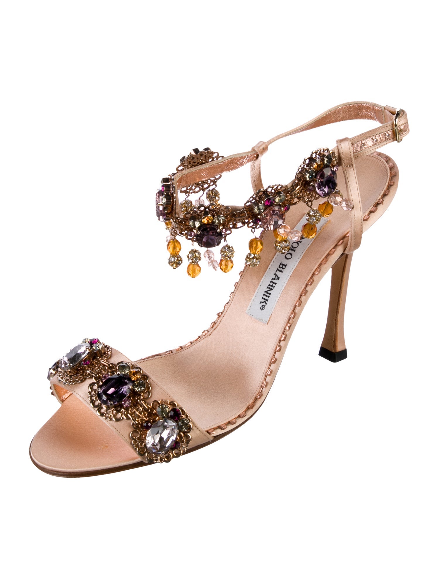Manolo Blahnik Cienzaper Satin Sandals