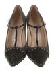 Manolo Blahnik Wool Studded Accents T-Strap Pumps