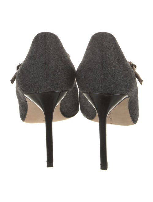 Manolo Blahnik Wool Studded Accents T-Strap Pumps