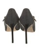 Manolo Blahnik Wool Studded Accents T-Strap Pumps