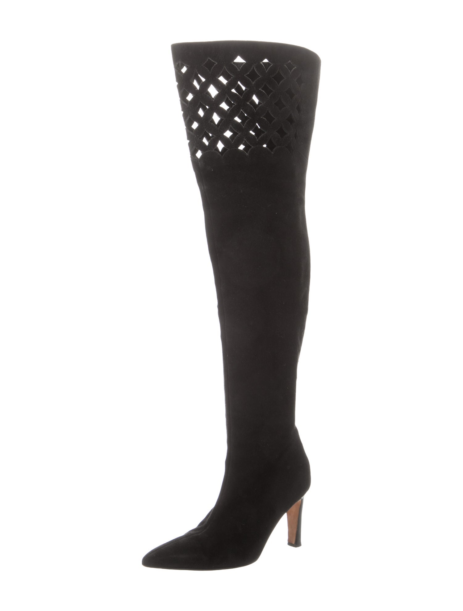 Manolo Blahnik Suede Lasercut Accents Boots