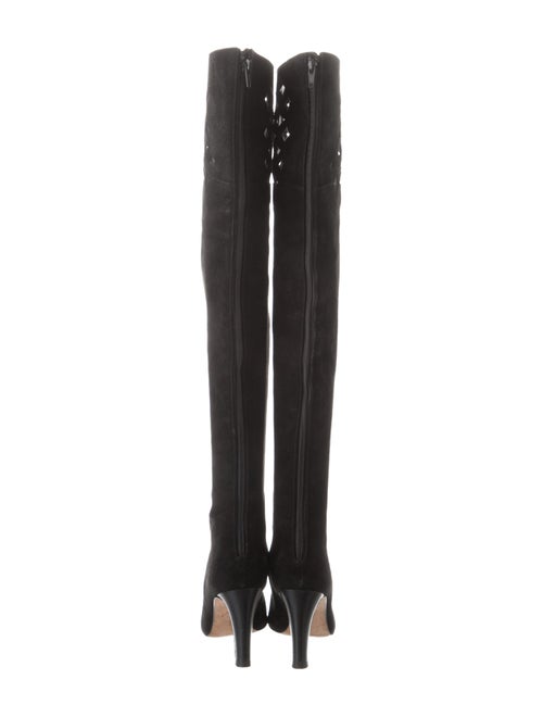 Manolo Blahnik Suede Lasercut Accents Boots